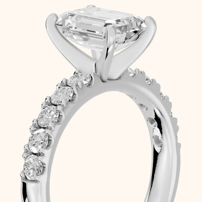 Alix Statement Pavé Emerald Diamond Engagement Ring in White Gold - slant-view.webp