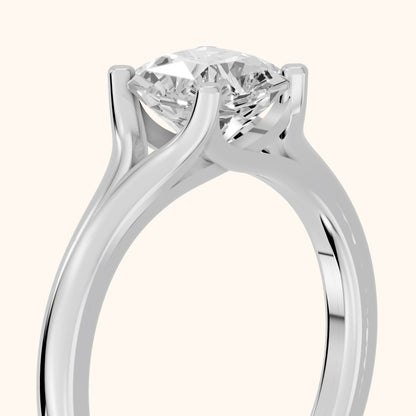 Nell Split Shank Solitaire Asscher Diamond Engagement Ring in Platinum - slant-view.webp