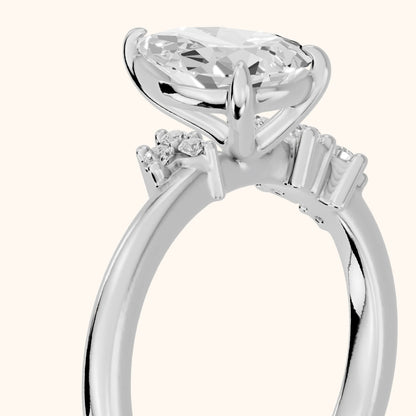 Gina Cluster Pear Diamond Engagement Ring in Silver - slant-view.webp