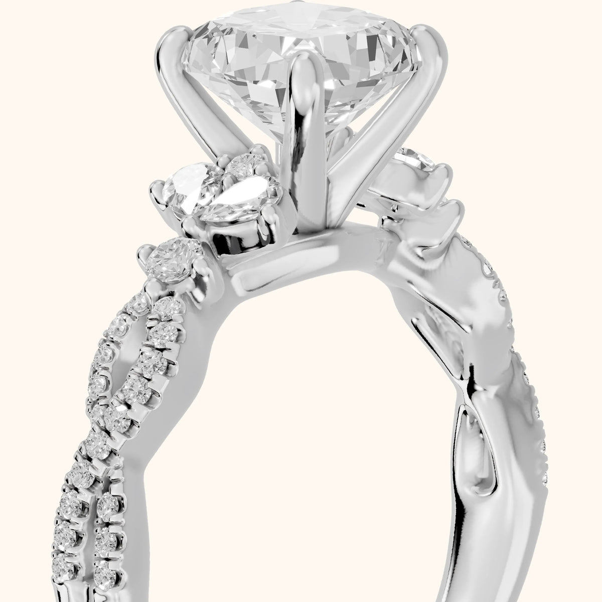 Neva Infinity Twist Cushion Diamond Engagement Ring in White Gold - slant-view.webp