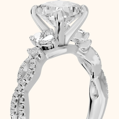 Neva Infinity Twist Cushion Diamond Engagement Ring in White Gold - slant-view.webp