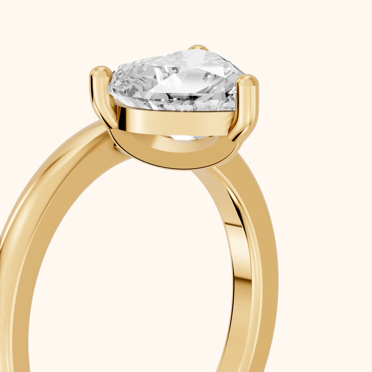 Maisie Four Prong Solitaire Heart Diamond Engagement Ring in Yellow Gold - slant-view.webp
