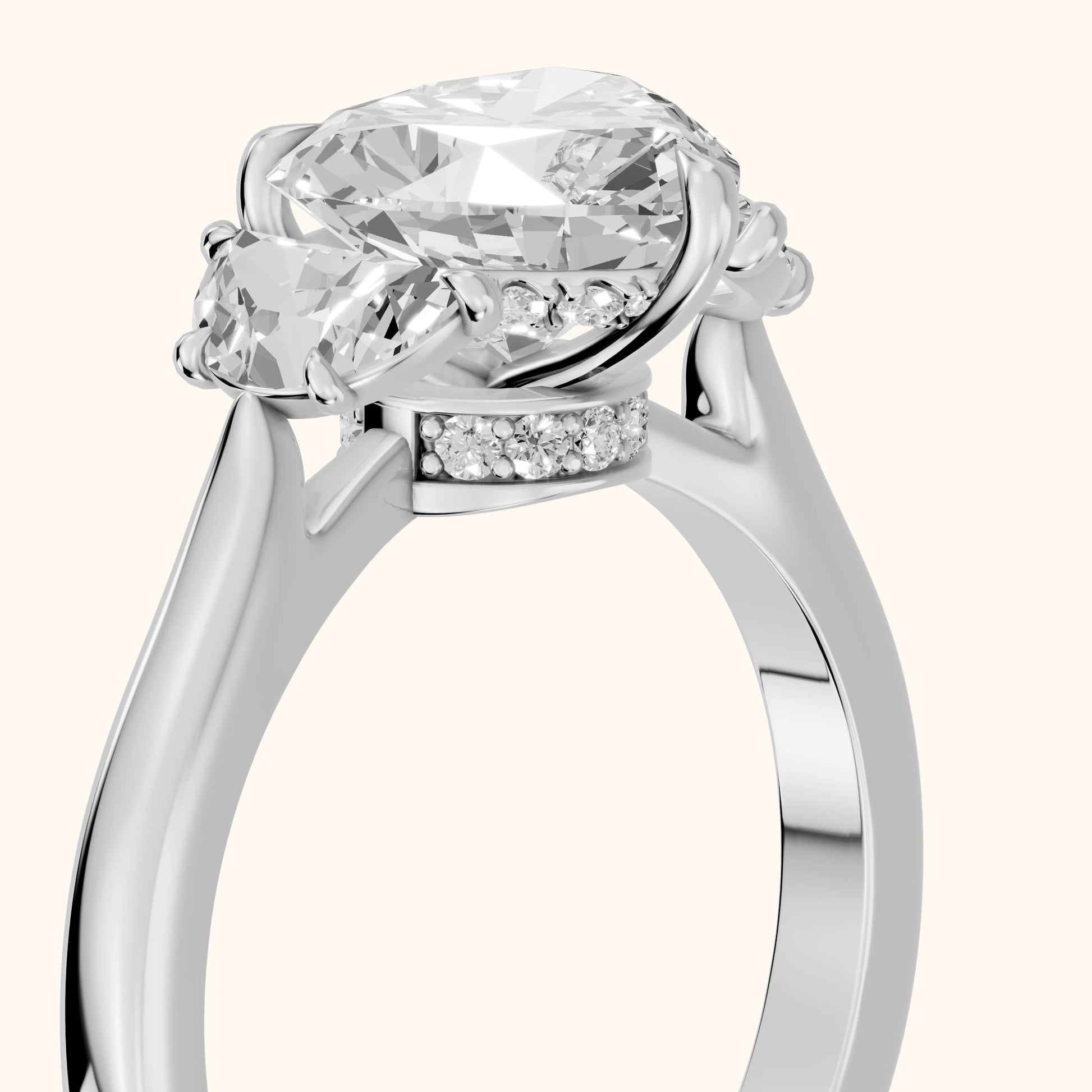 Romy Three-Stone Heart Diamond Engagement Ring in Platinum - slant-view.webp