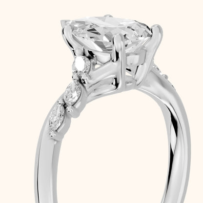 Cathy Leaf Twist Pear Diamond Engagement Ring in Silver - slant-view.webp