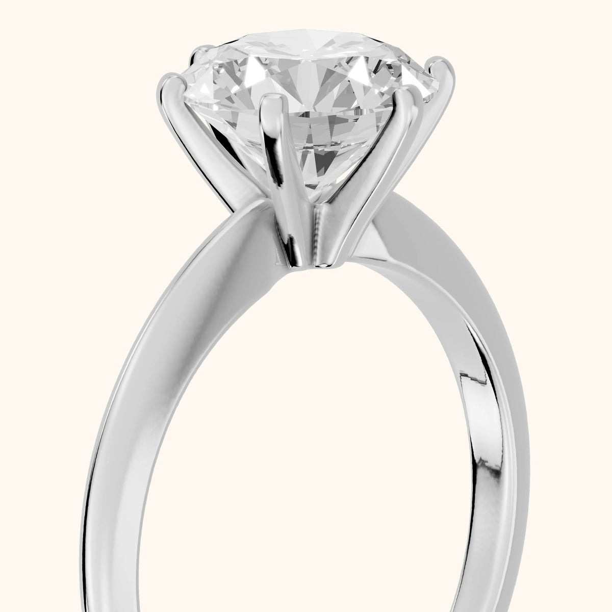 Aida Solitaire Knife Edge Round Diamond Engagement Ring in Platinum - slant-view.webp