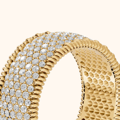 Rita Micropavé Round Diamond Anniversary Ring in Yellow Gold - slant-view