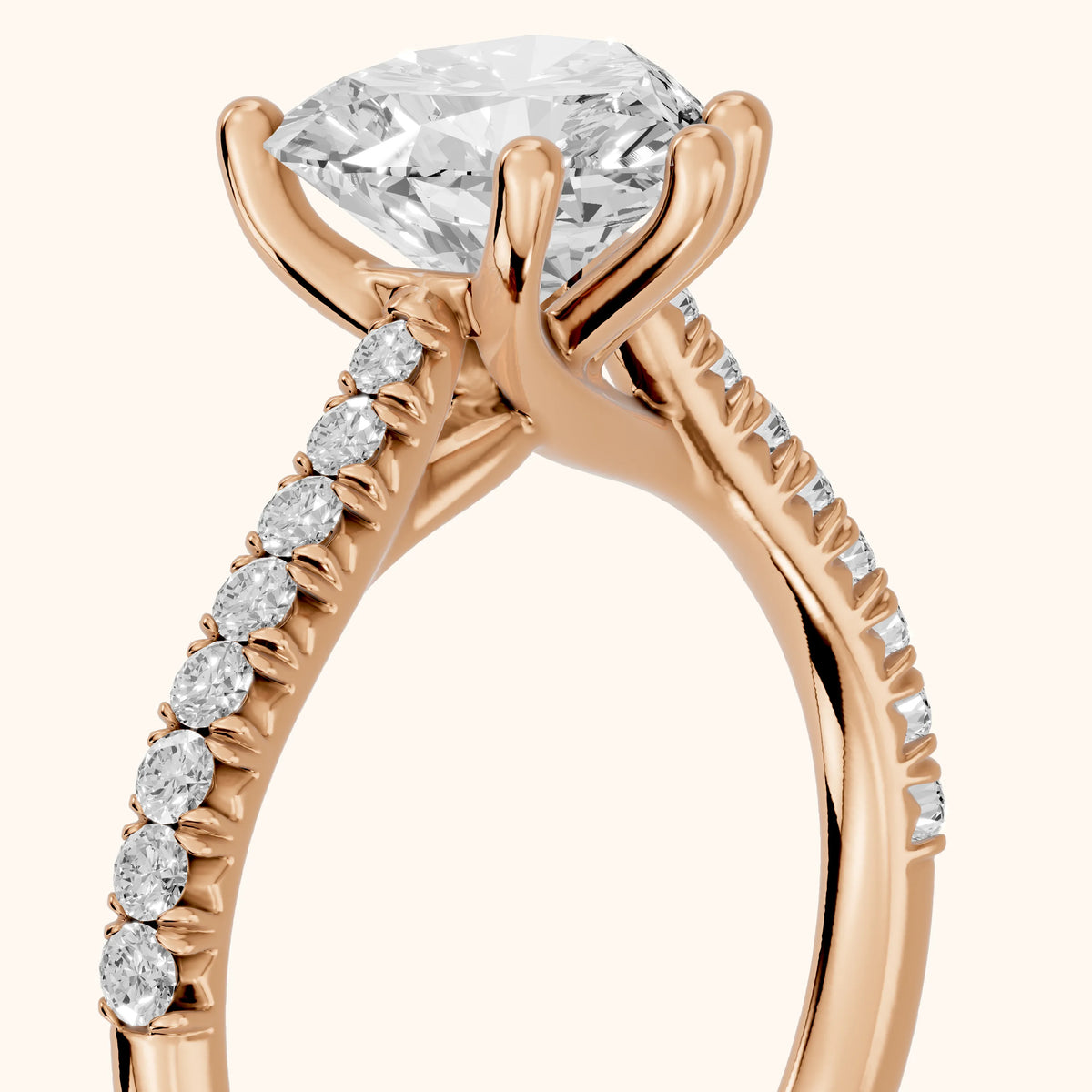 Sanne Trellis Pavé Heart Diamond Engagement Ring in Rose Gold - slant-view.webp
