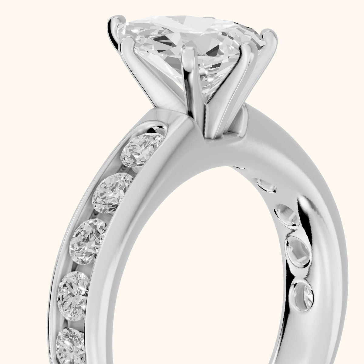 Juneau Cathedral Channel Set Pear Diamond Engagement Ring in White Gold - slant-view.webp
