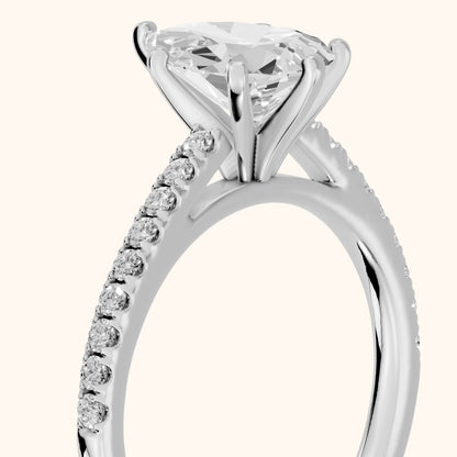 Ailsa Micropavé Pear Diamond Engagement Ring in White Gold - slant-view.webp