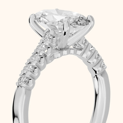 Jessie French Pavé Oval Diamond Engagement Ring in Platinum - slant-view.webp