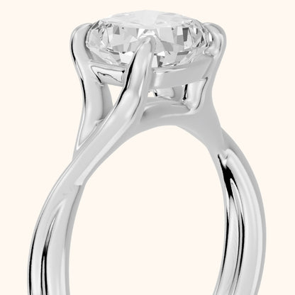 Rosa Twist Solitaire Cushion Diamond Engagement Ring in Platinum - slant-view.webp