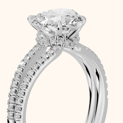 Carmel Hidden Halo Split Shank Heart Diamond Engagement Ring in Silver - slant-view.webp
