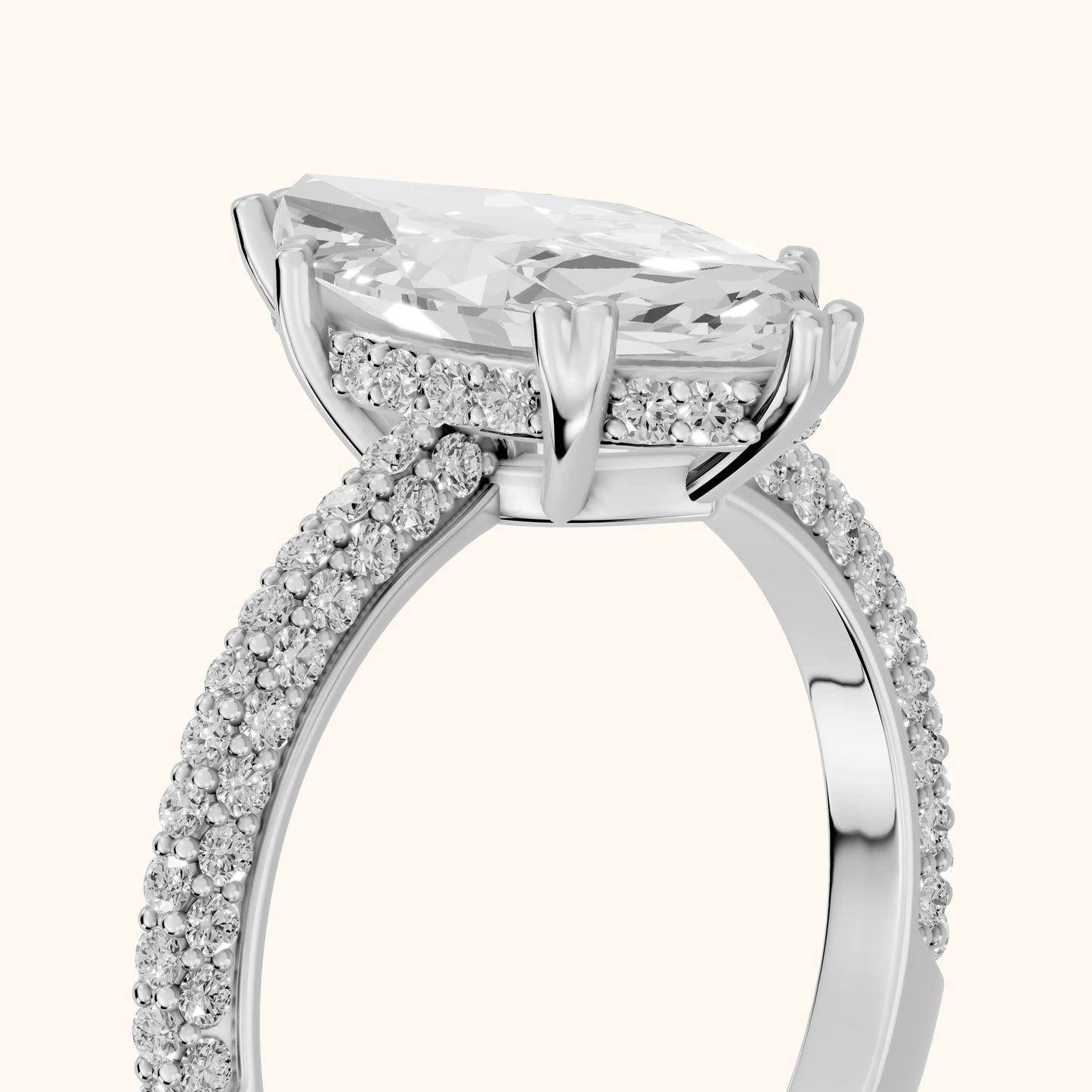 Violet Hidden Halo Pavé Marquise Diamond Ring in Silver - slant-view.webp