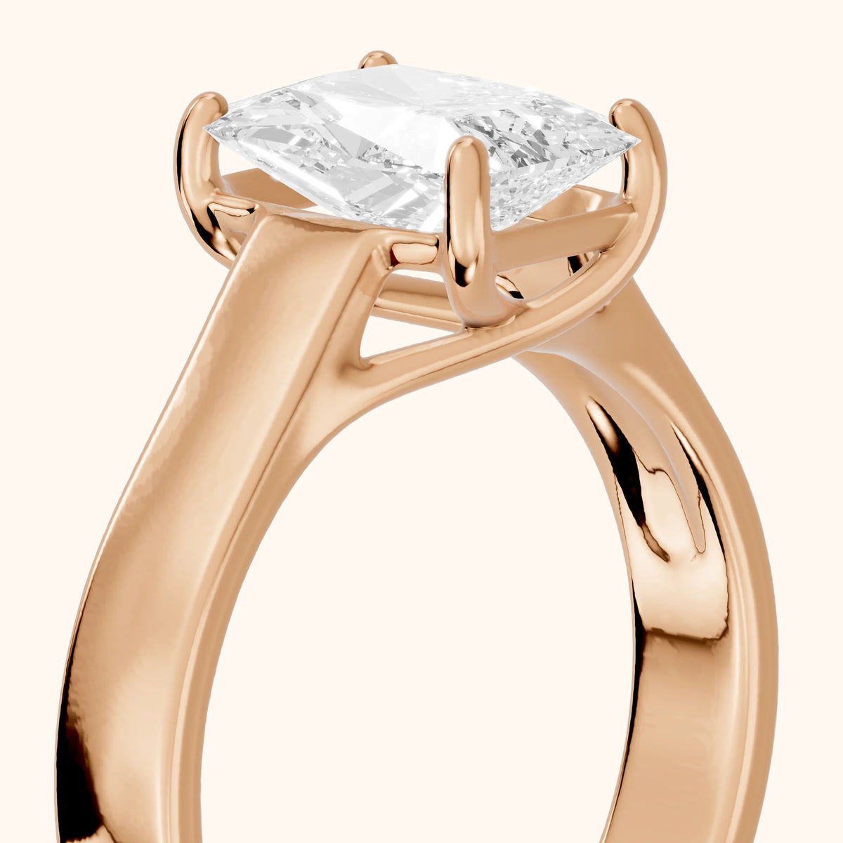 Bristol Trellis Solitaire Radiant Diamond Engagement Ring in Rose Gold - slant-view.webp