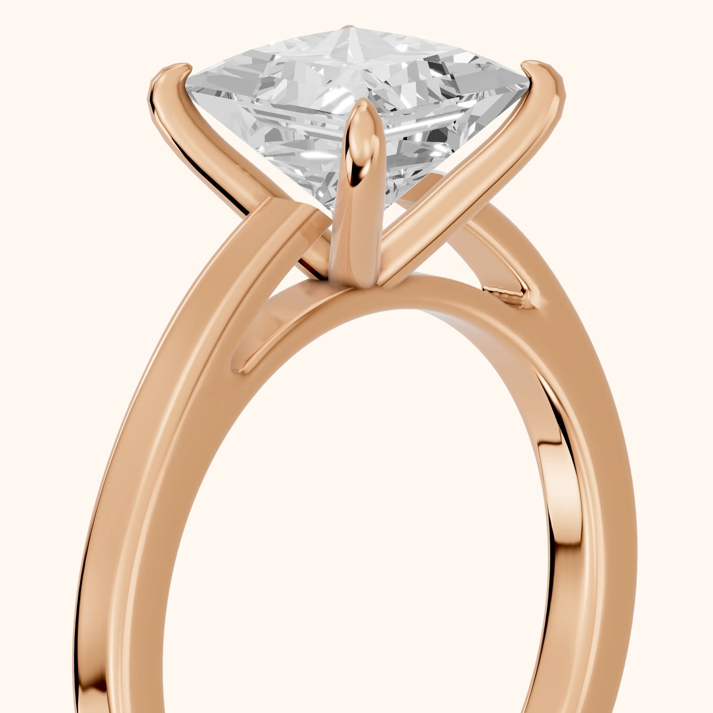 Kaia Solitaire Princess Diamond Ring in Rose Gold - slant-view.webp