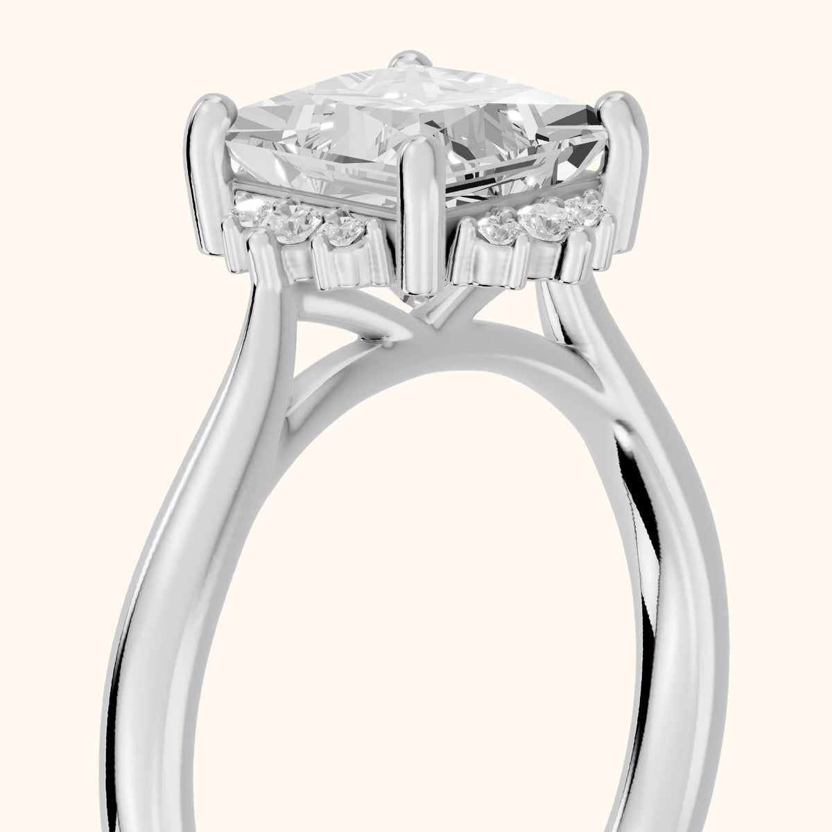 Linden Starburst Cluster Princess Diamond Engagement Ring in Silver - slant-view.webp