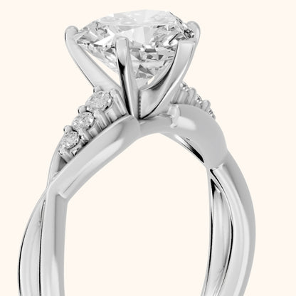 Stefania Twist Heart Diamond Engagement Ring in Silver - slant-view.webp