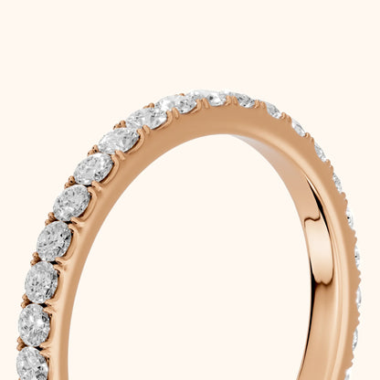 Jaya French Pavé Round Diamond Half Eternity Band in Rose Gold - slant-view