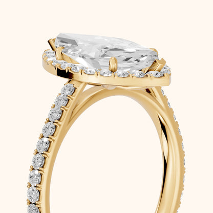 Willa Halo Micropavé Marquise Diamond Engagement Ring in Yellow Gold - slant-view.webp