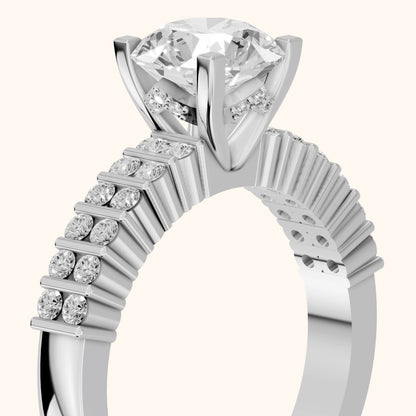 Honor Sidestone Round Diamond Engagement Ring in White Gold - slant-view.webp