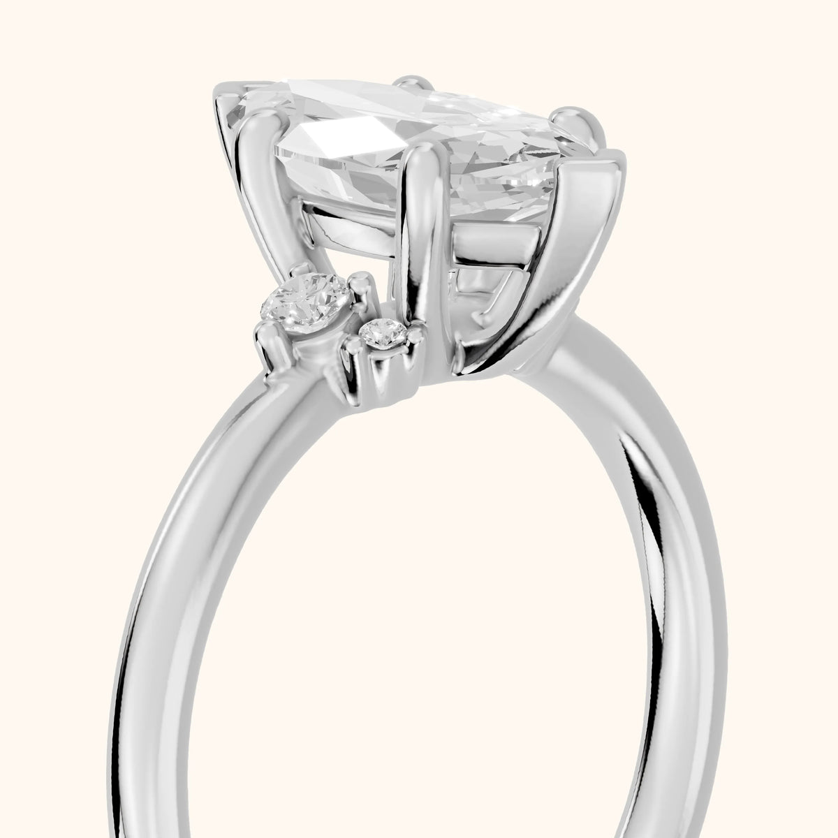 Wynne Cluster Marquise Diamond Engagement Ring in Silver - slant-view.webp