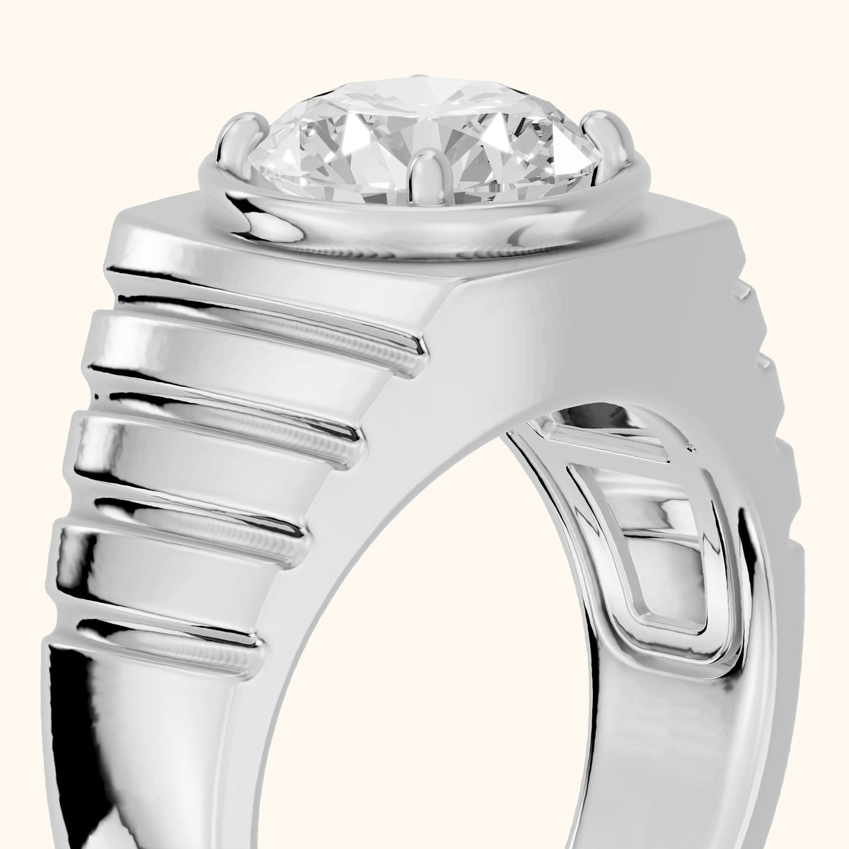 Wells Ridged Dome Round Diamond Engagement Ring in Platinum - slant-view.webp