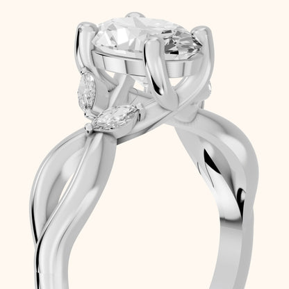 Luna Glow Twisted Oval Diamond Engagement Ring in White Gold - slant-view.webp