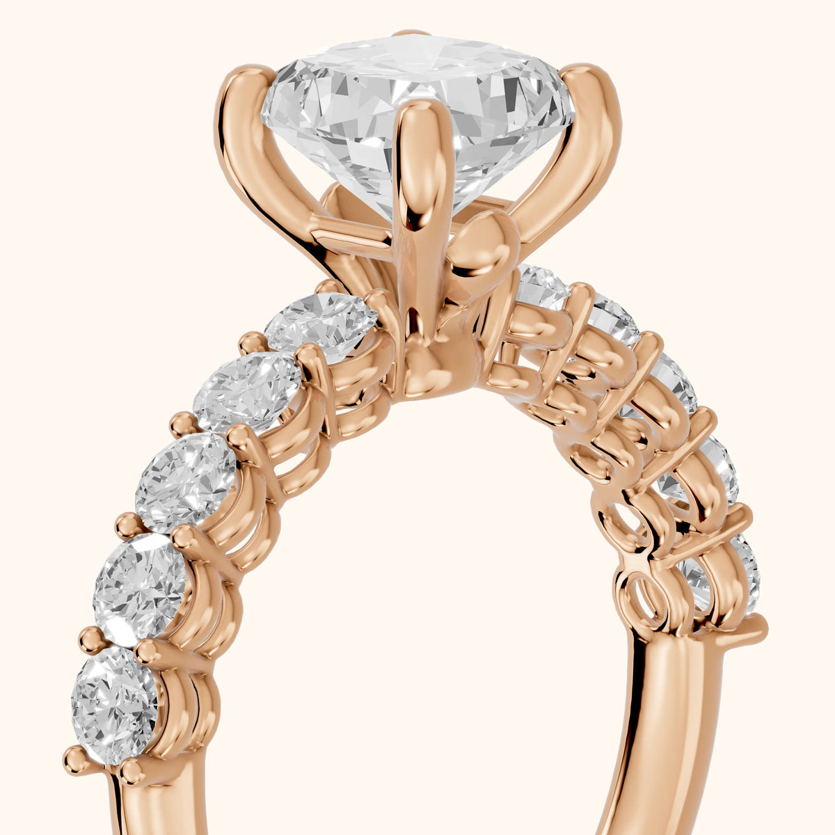 Sterling Statement Pavé Cushion Diamond Engagement Ring in Rose Gold - slant-view.webp
