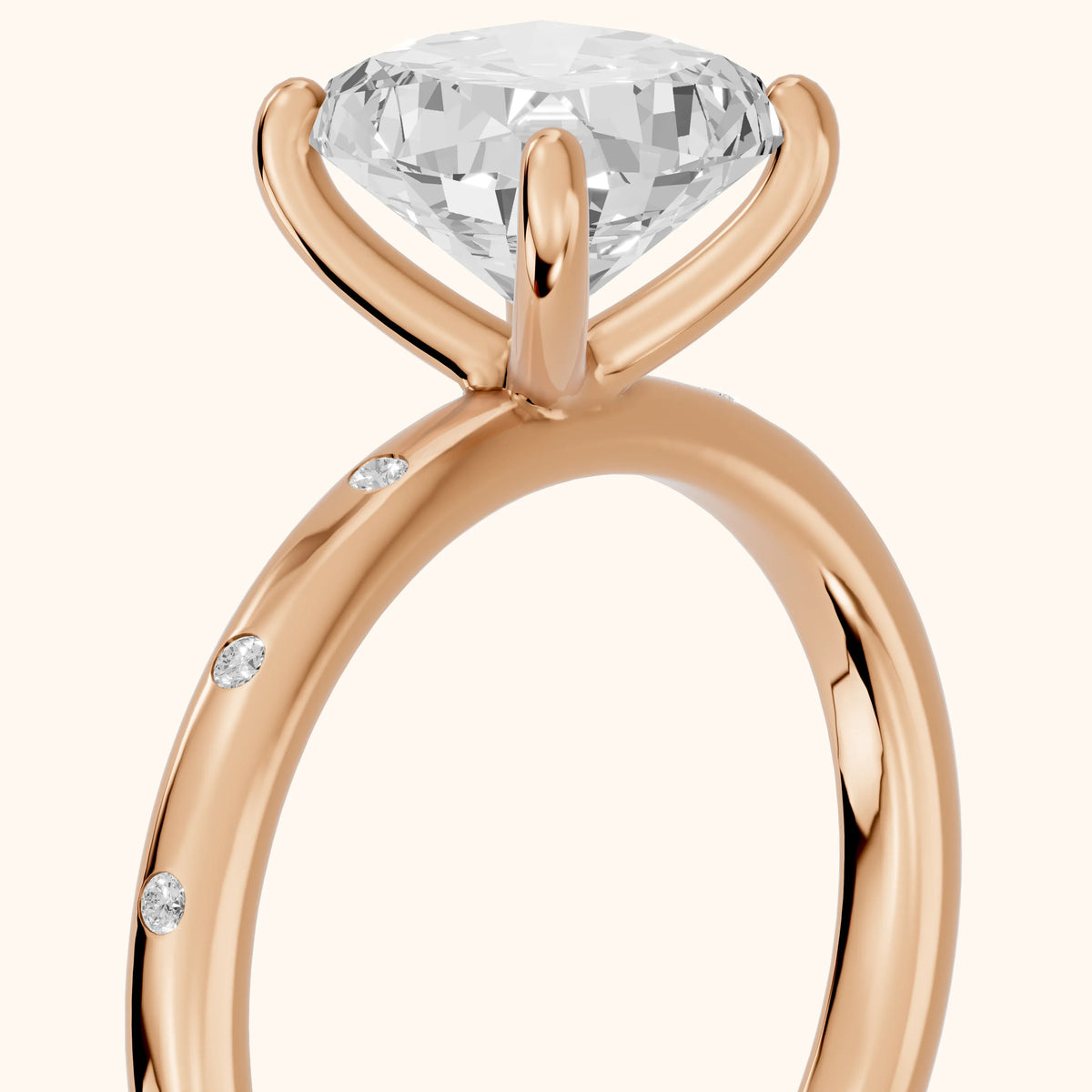Dulcie Flush-Set Cushion Diamond Engagement Ring in Rose Gold - slant-view.webp