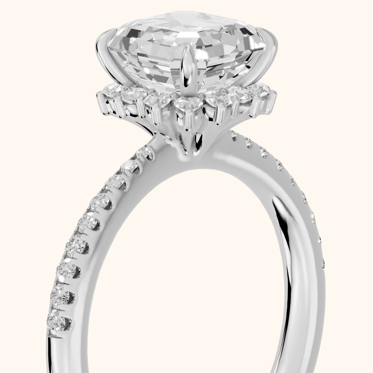 Leonie Starburst Halo Asscher Diamond Engagement Ring in White Gold - slant-view.webp