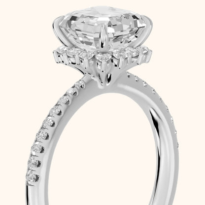 Leonie Starburst Halo Asscher Diamond Engagement Ring in White Gold - slant-view.webp