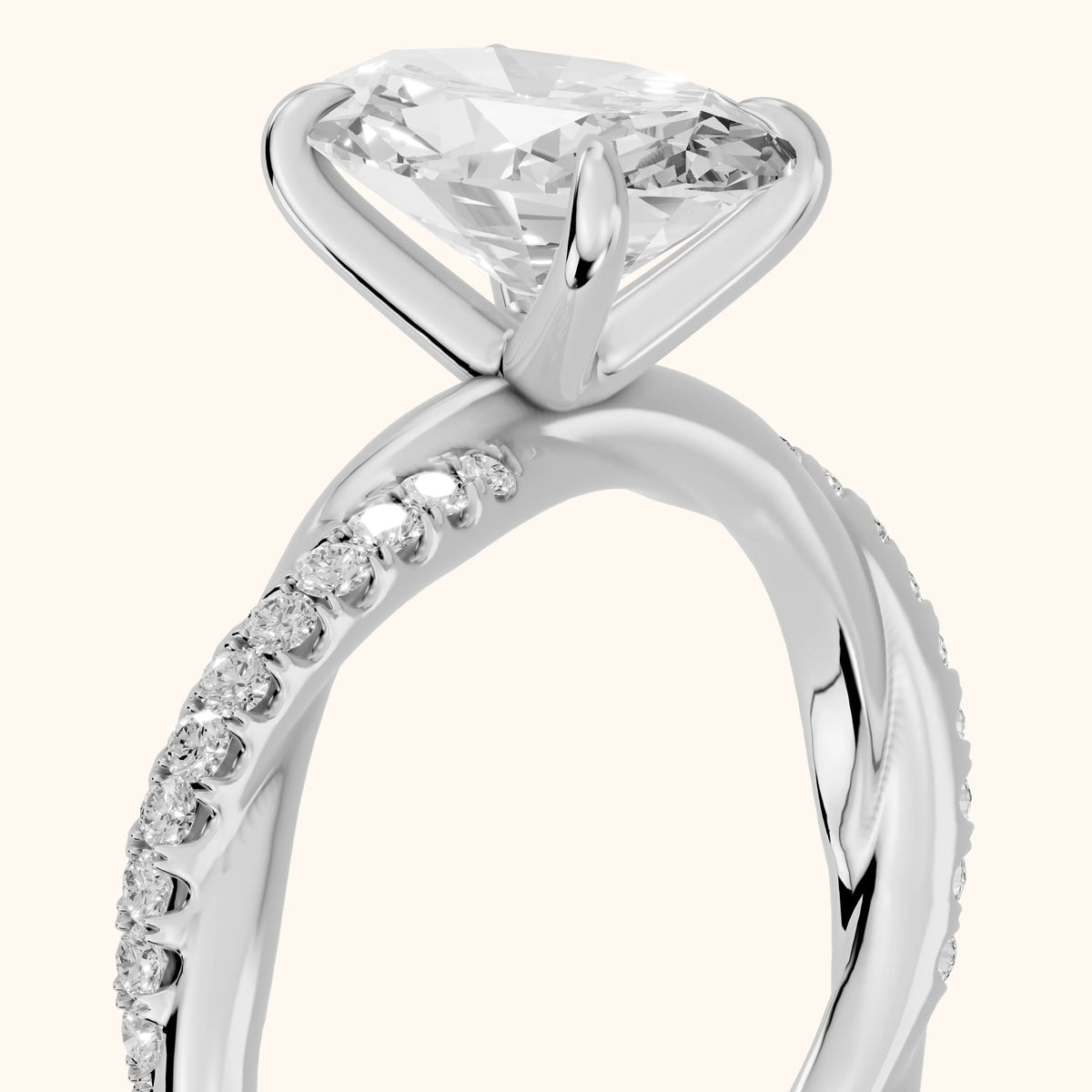 Allie Twist Pavé Oval Diamond Engagement Ring in Platinum - slant-view.webp