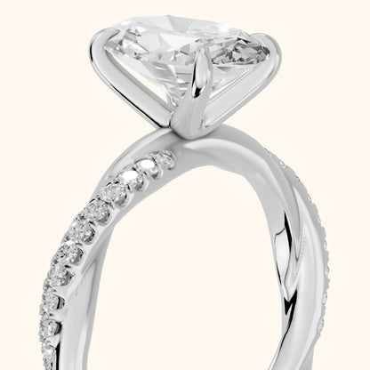 Allie Twist Pavé Oval Diamond Engagement Ring in Platinum - slant-view.webp