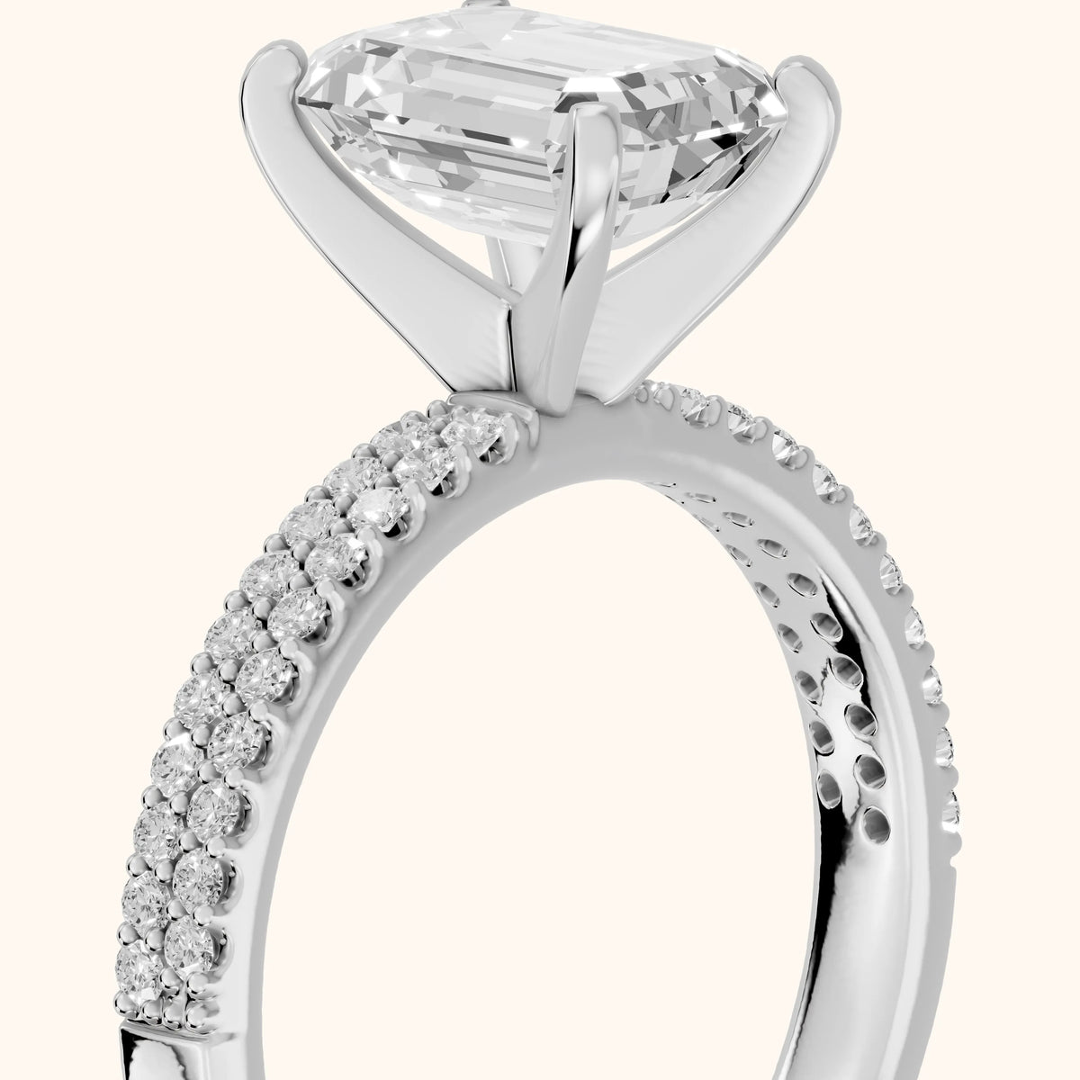 Sirena Micropavé Emerald Diamond Engagement Ring in Platinum - slant-view.webp