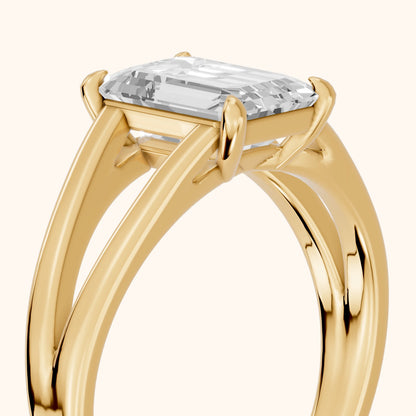 Giselle Solitaire Split Shank Emerald Diamond Engagement Ring in Yellow Gold - slant-view.webp