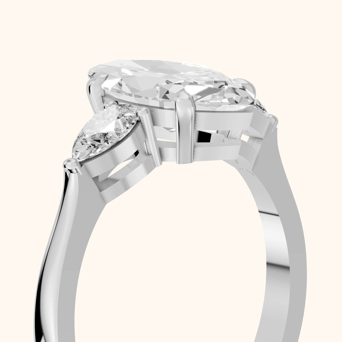 Grace Three Stone Marquise Diamond Engagement Ring in Silver - slant-view.webp