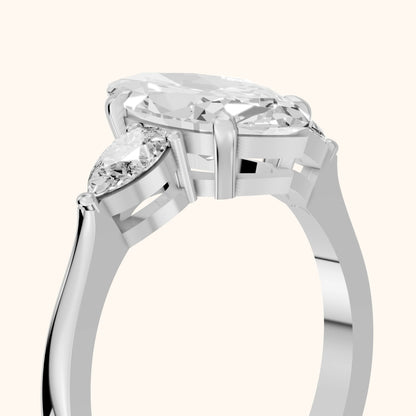 Grace Three Stone Marquise Diamond Engagement Ring in Silver - slant-view.webp