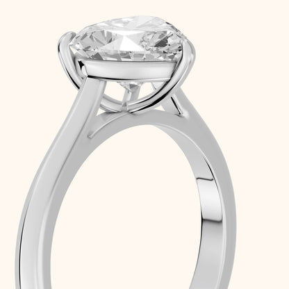Kalia Knife Edge Solitaire Heart Diamond Engagement Ring in Silver - slant-view.webp