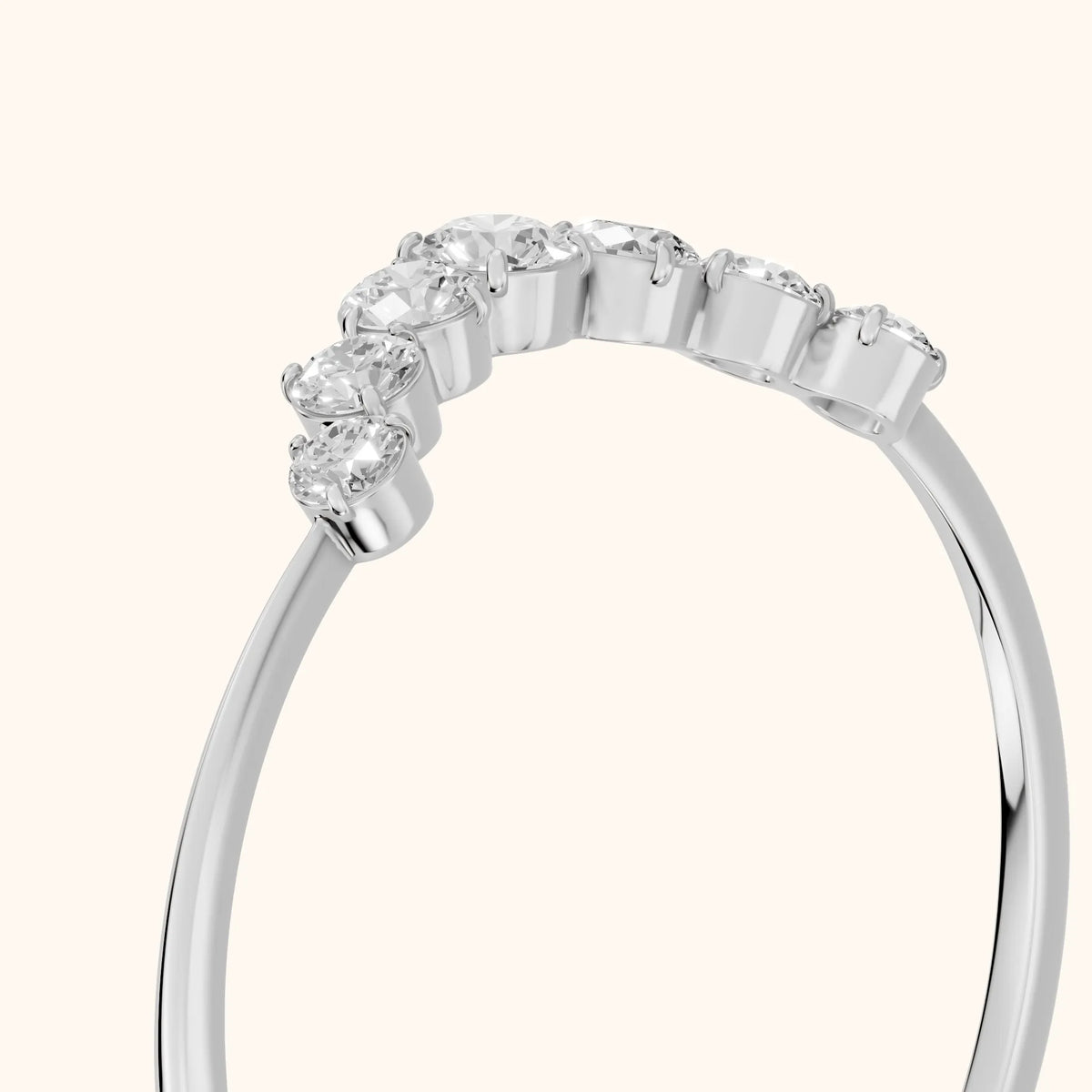 Lumi Curved Round Diamond Stackable Ring in Silver - slant-view
