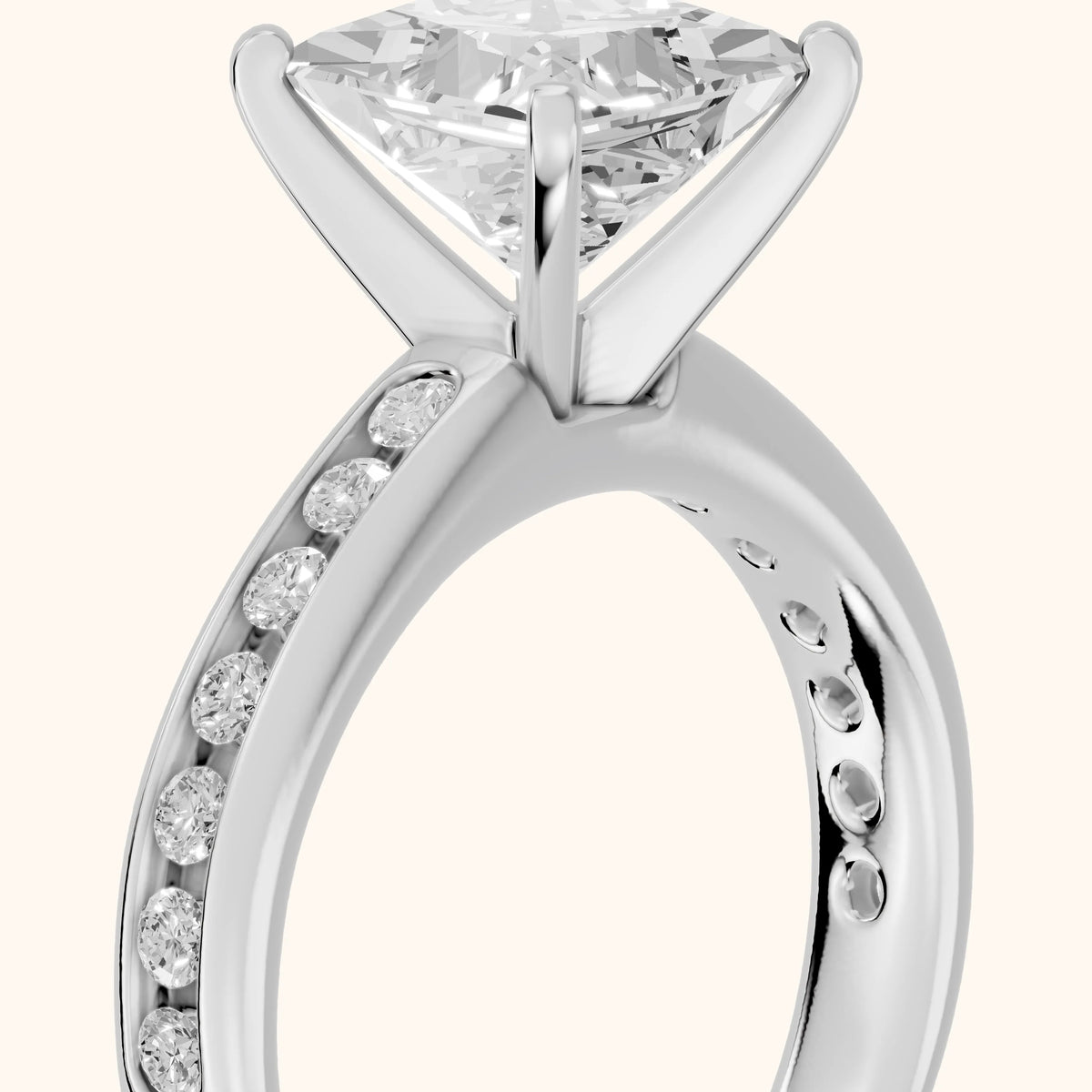 Avalon Channel Set Princess Diamond Engagement Ring in Silver - slant-view.webp