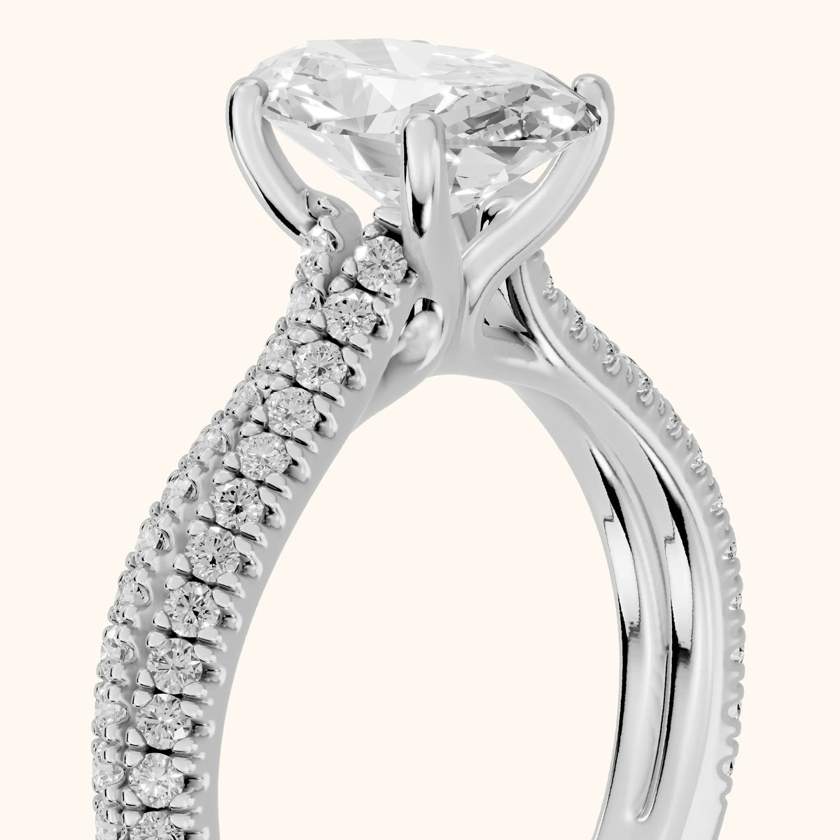 Ottilie Split Shank Pavé Oval Diamond Engagement Ring in Platinum - slant-view.webp