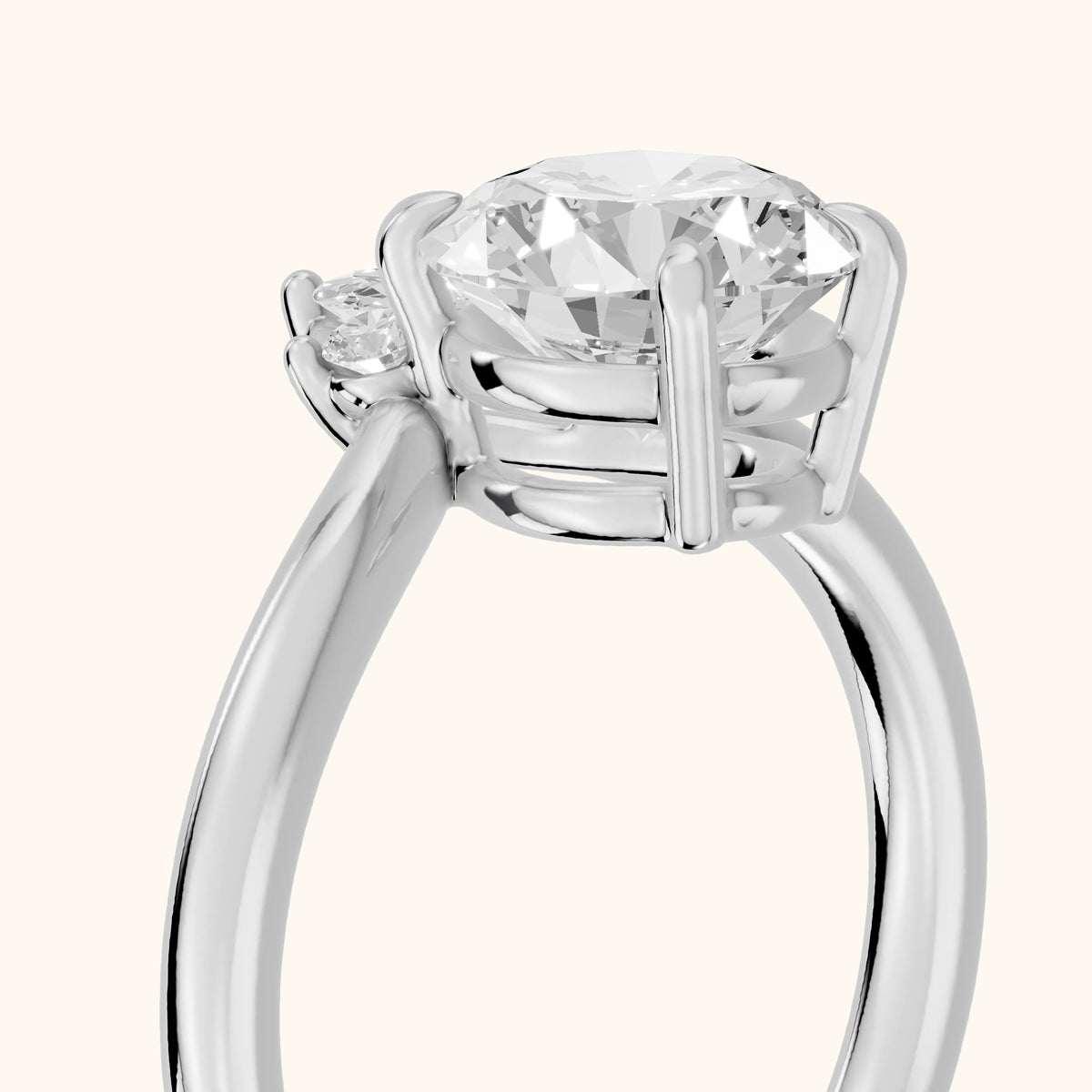 Isadora Bypass Cluster Round Diamond Engagement Ring in Platinum - slant-view.webp