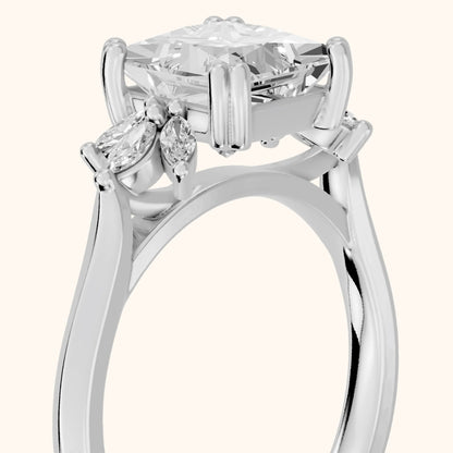 Cary Vine Cluster Princess Diamond Engagement Ring in Silver - slant-view.webp
