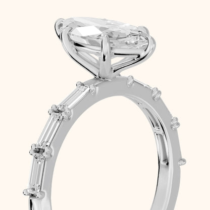 Ojai East-West Baguette Marquise Diamond Engagement Ring in White Gold - slant-view.webp