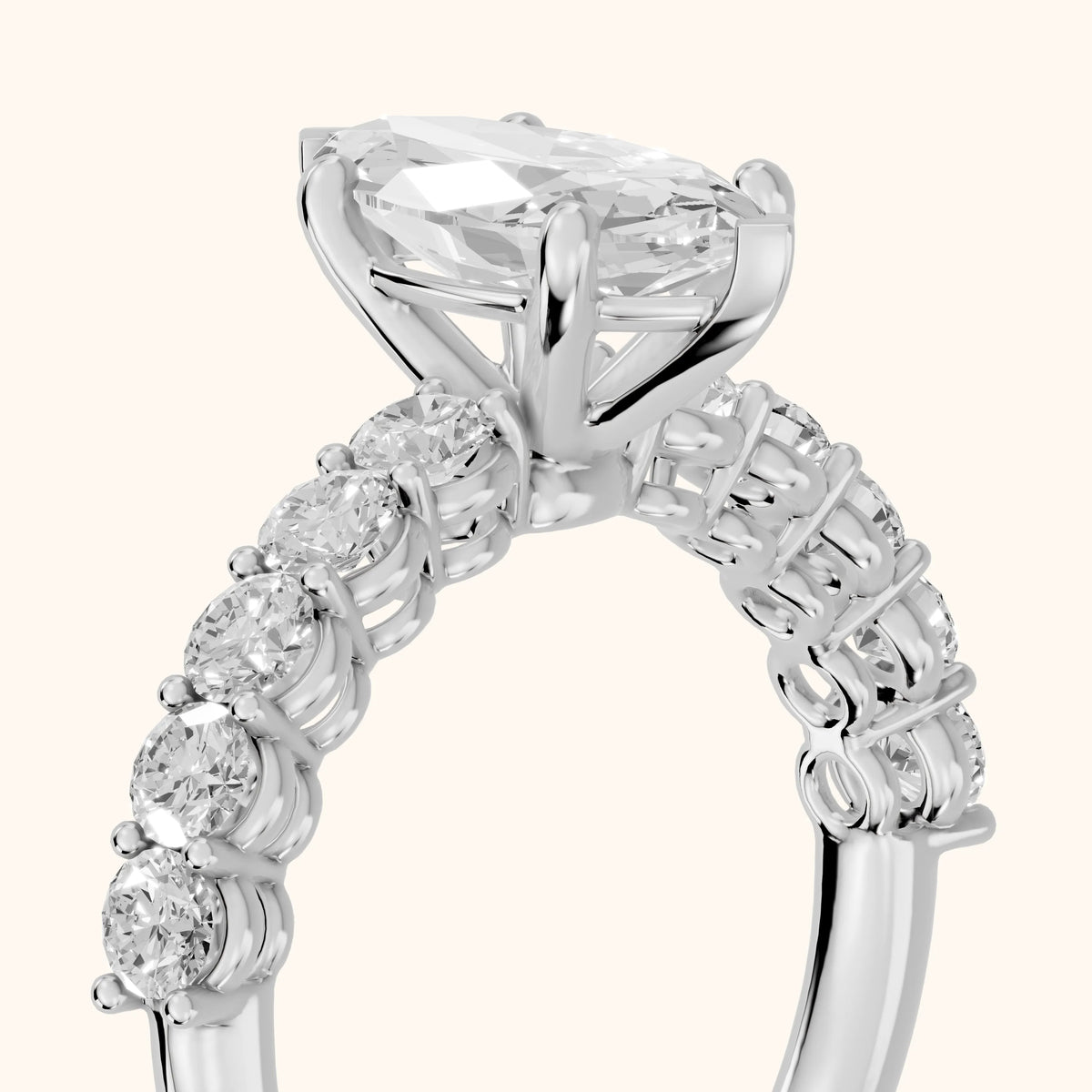 Sterling Statement Pavé Marquise Diamond Engagement Ring in White Gold - slant-view.webp