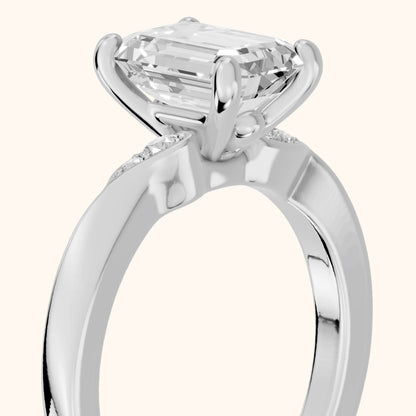 Annabelle Leaf Pavé Emerald Diamond Engagement Ring in Platinum - slant-view.webp