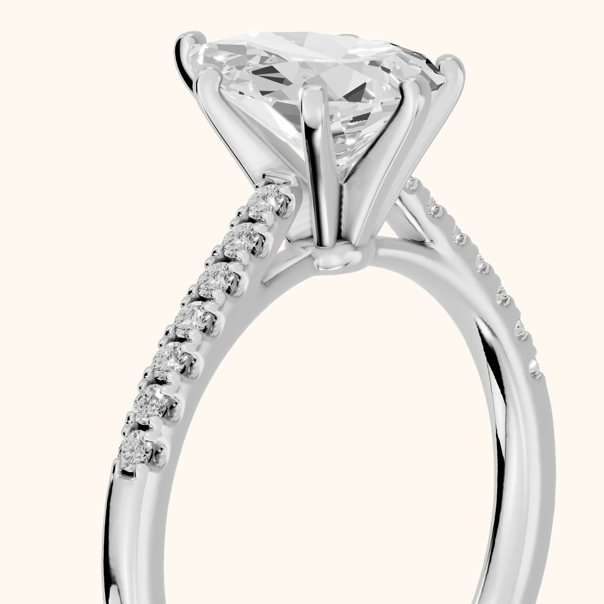 Salem Pavé Pear Diamond Engagement Ring in Silver - slant-view.webp