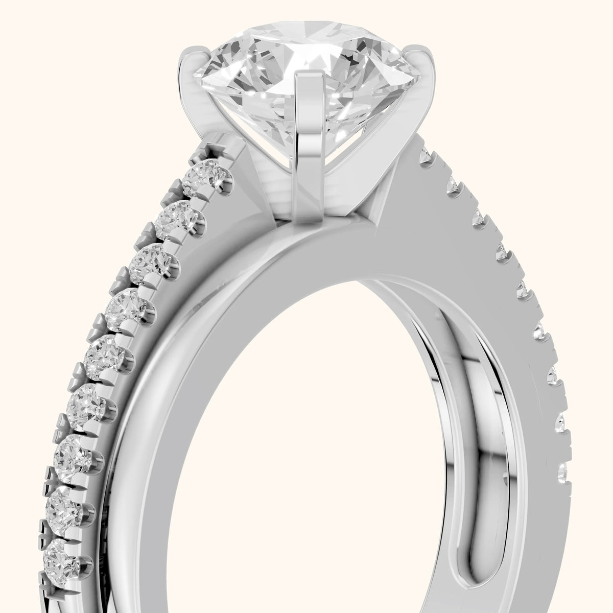 Edith Criss Cross Pavé Round Diamond Engagement Ring in White Gold - slant-view.webp