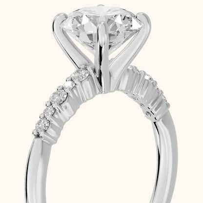 Deirdre Graduated Pavé Round Diamond Engagement Ring in Platinum - slant-view.webp