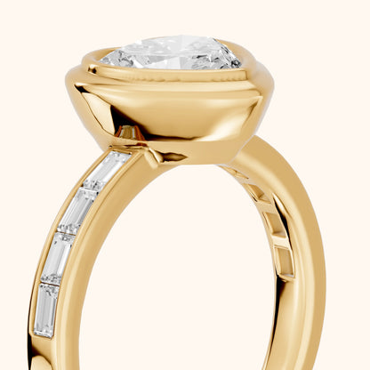 Darcy Bezel Channel Set Heart Diamond Engagement Ring in Yellow Gold - slant-view.webp